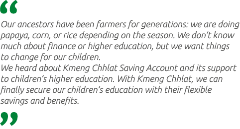  Our ancestors have been farmers for generations: we are doing papaya, corn, or rice depending on the season. We don’...