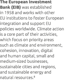 The European Investment Bank (EIB) was established in 1958 and works with other EU institutions to foster European in...