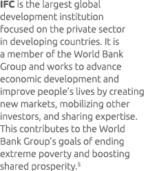 IFC is the largest global development institution focused on the private sector in developing countries. It is a memb...
