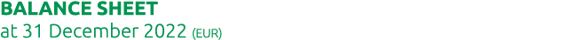Balance sheet at 31 December 2022 (EUR)