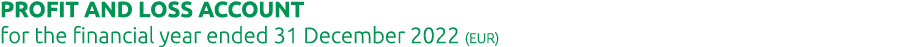 PROFIT AND LOSS ACCOUNT for the financial year ended 31 December 2022 (EUR)