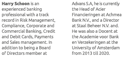 Harry Schoon is an experienced banking professional with a track record in Risk Management, Compliance, Corporate and...