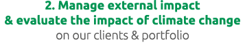 2. Manage external impact & evaluate the impact of climate change on our clients & portfolio
