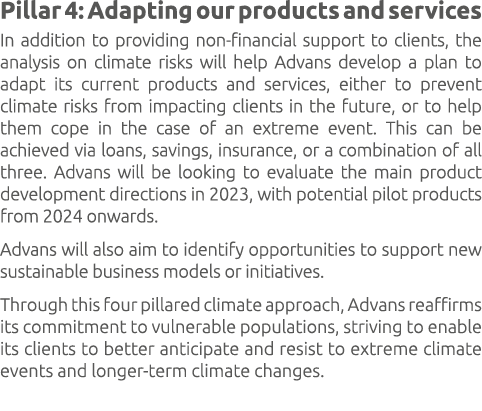 Pillar 4: Adapting our products and services In addition to providing non-financial support to clients, the analysis ...